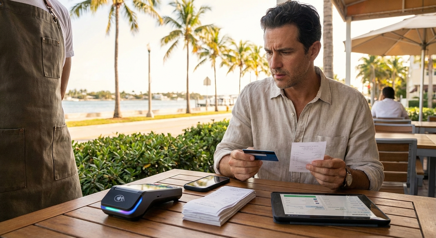 South Florida business owner reviewing high credit card processing fees